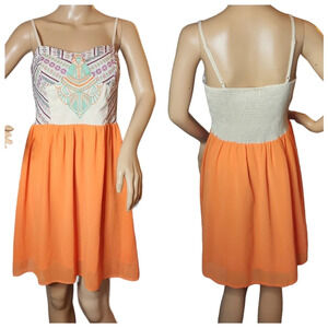 Flying Tomato embroidered chiffon smocked dress. Size Large